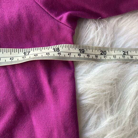 Halogen Blouse Sz M Magenta Pink 3/4 Sleeve Double V Neck Top Stretch Fun Womens - Picture 8 of 10